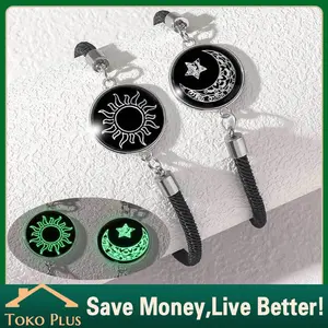 2Pcs Gelang Couple Pasangan Getar Glow in the Dark Bintang Bulan Titanium Gelang Getar Jarak Jauh LDR You And Me Sun & Moon - Luminous Bracelet Jewelry Gelang Sentuh Jarak Jauh kalung sentuh kado pacar anniversary hadiah unik kado cewe kado cowo