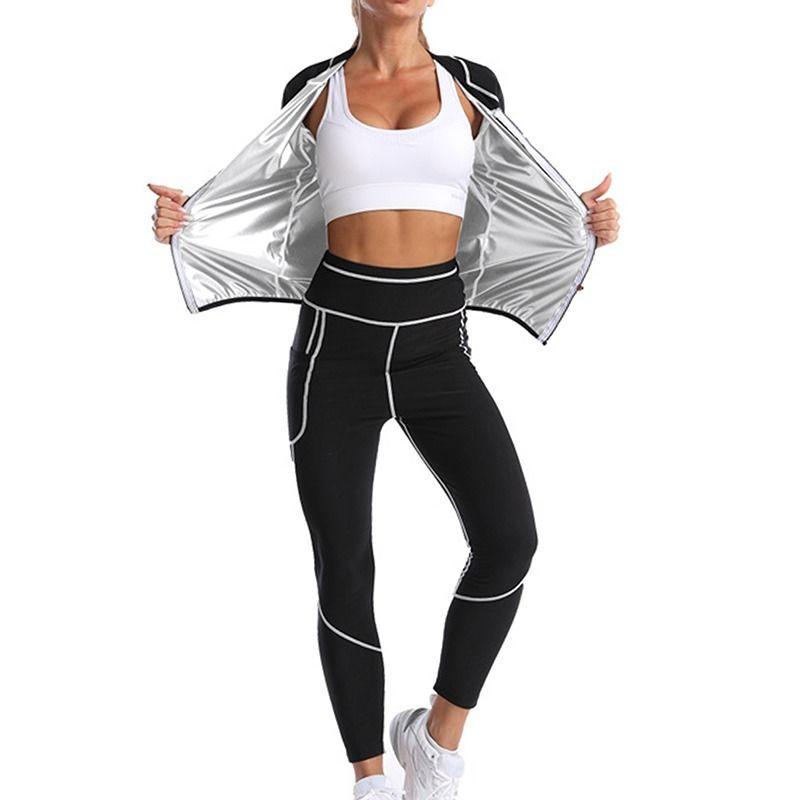 Product Introduction of Sauna Suit Set Sweat Suit for women Long Sleeve Zipper Shirt and Leggings for Comfort and Performance Workout Top Slimming Sauna Shirt Weight Loss Compression fast sweating track suit Gym Weightlifting Running Fitness Cycling Yoga Pilate 15