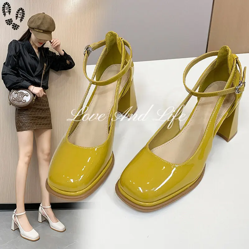 รองเท้าส้นสูงฝรั่งเศสสำหรับผู้หญิง รองเท้าแพลตฟอร์ม วินเทจ คัตเอาท์ สำหรับผู้หญิง