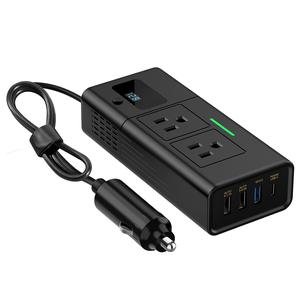 200W電源インバーター 車載充電器アダプター、旅行必需品、DC 12VからAC 110Vへのコンバーター、車用エアコンアウトレットアダプター、ノートパソコン用車載充電器、車両用電源インバーター、旅行必需品、プラグ対応車用アダプター、車用エアコン