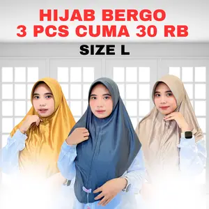 (30 RB 3 Pcs Size L) Paket Hemat Isi 3 Pcs Hijab Bergo Size L Menutup Dada Bahan Hyget Premium