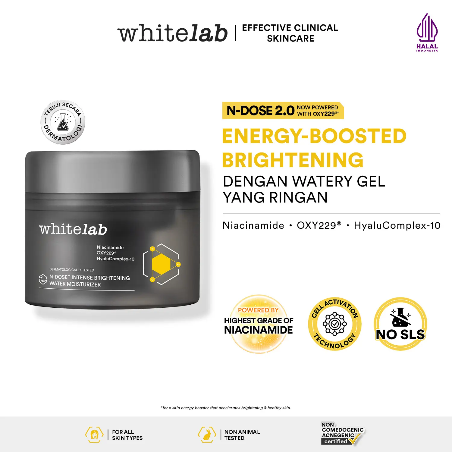 [NEW FORMULA] WHITELAB N-DOSE+ 2.0 INTENSIVE BRIGHTENING WATER MOISTURIZER - PELEMBAP PENCERAH WAJAH, MENGHIDRASI DENGAN HYALURONIC & TEKSTUR WATERY GEL RINGAN [BPOM]