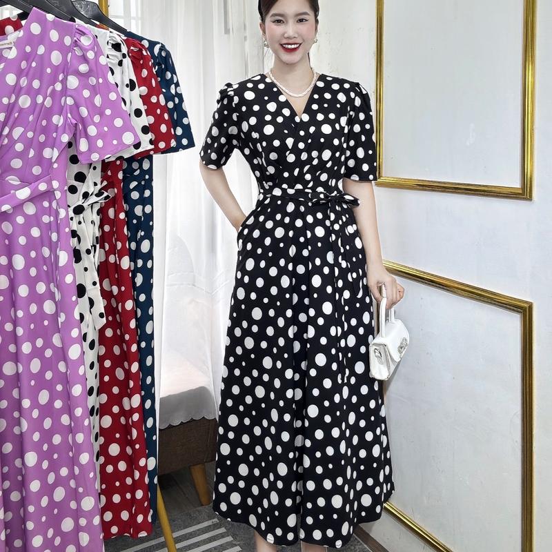 Váy Đầm Trung Niên MaXi Tay Ngắn Dáng Dài Lụa Ý