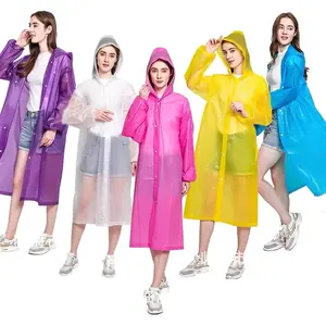 Raincoat Jas Hujan EVA MOUSON Ponco Plastik Lengan Panjang Bertudung Hoodie Terusan dengan Kancing Modis Dewasa Tebal Premium Unisex