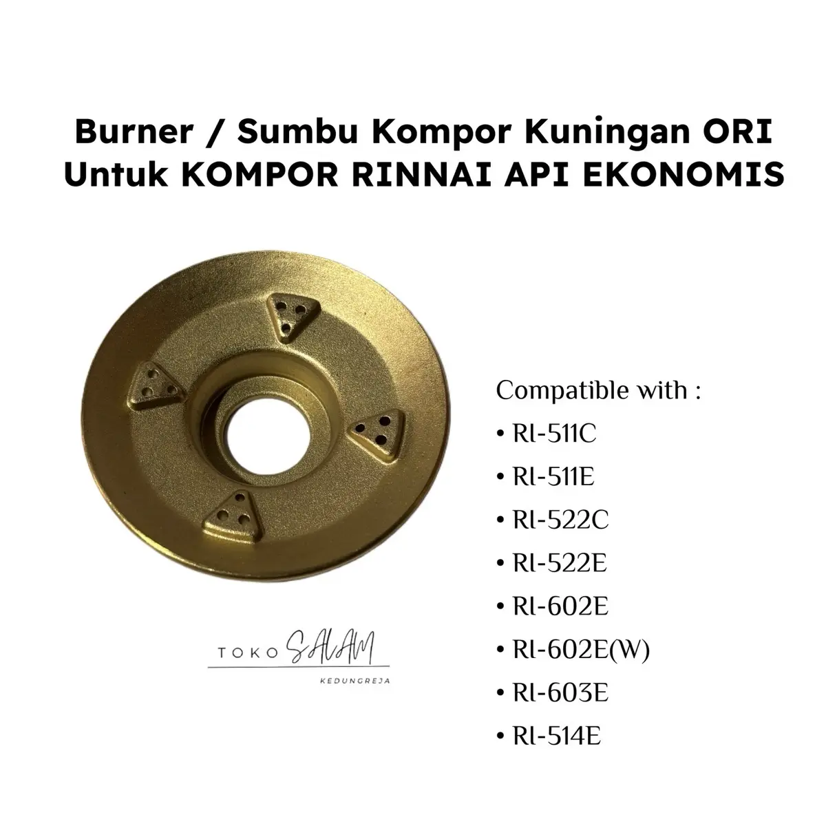 Sumbu kompor Burner Rinnai kuningan ORI RIT 511C 511E 522C 522E 602E 603E 514E