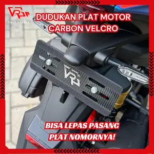 VRGP Dudukan Plat Nomor Lepas Pasang CARBON 6D/ Dudukan Plat Velcro Carbon Bisa Lepas Pasang