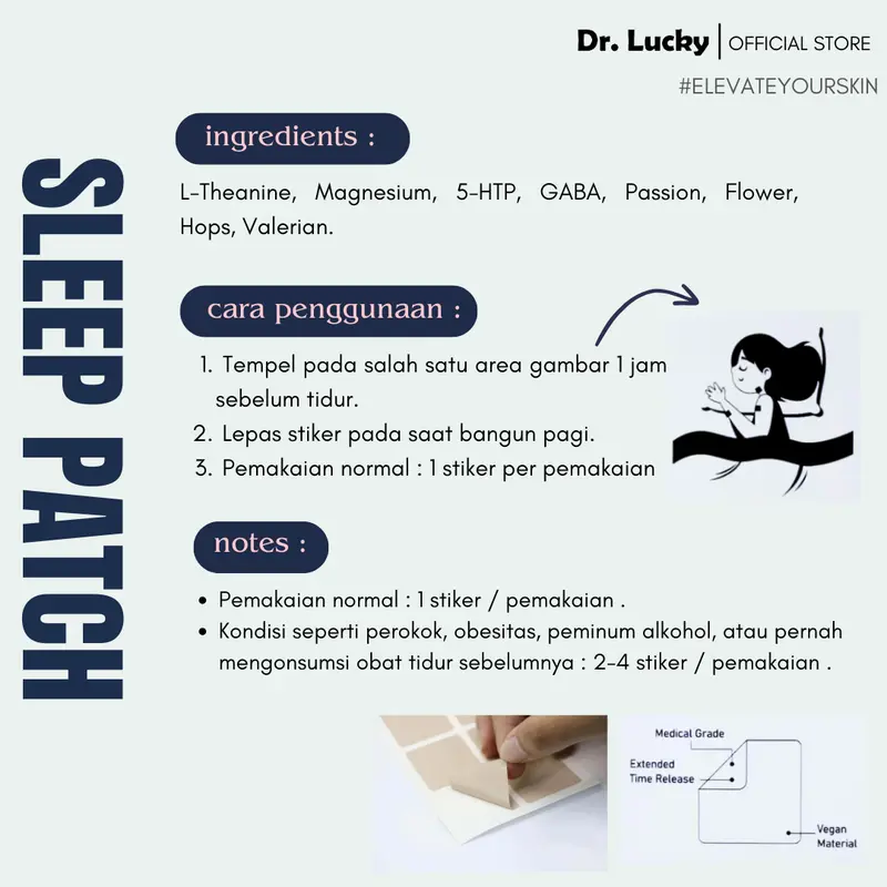Dr Lucky Sleep Patch Bantu Tidur Melatonin Herbal Koyo Insomnia ISI 12 PCS Sulit Tidur Susah Tidur Glow KOREA SELATAN SOUTH KOREA KOREAN LUNAFORE SLEEP N GLOW DOZZEH SLEEPDAH CORRY GOODNIGHT GOOD NIGHT NERU HONS BREATH WELL SLEEPFIT SLEEPING 1