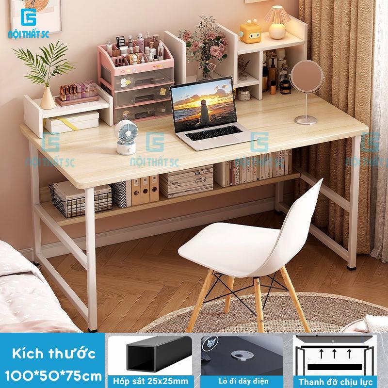  Nội Thất 5C Bàn Học T Đơn Giản 80cm 100cm 120cm Bàn Khung Sắt Sơn Tĩnh Điện Chắc Chắn Mặt Bàn Gỗ Công Nghiệp Melamine 15mm Chống Thấm Nước Chống Mối Mọt 