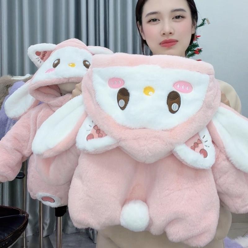   My Nguyễn Kids  Áo lông bunniii pink lót nỉ dày ấm cho bé 