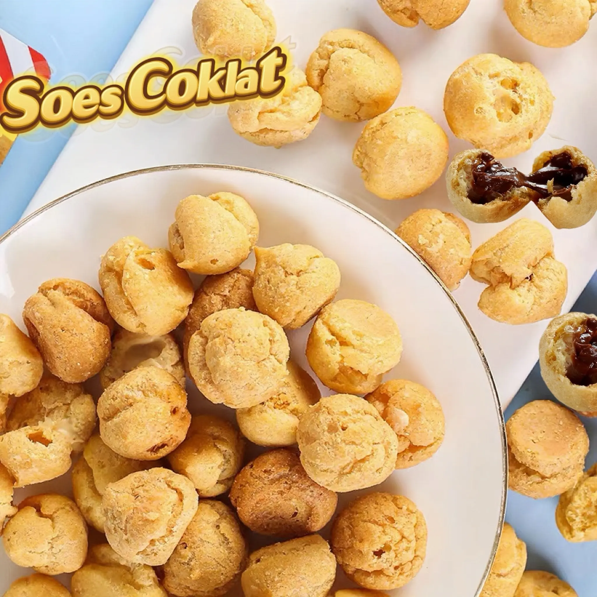 Soes (HALAL)Coklat Kiloan 500g/1kG Kue Sus Kering lsi Coklat Food Snacks Chocolate Soes Aneka Varian Rasa Soes lsi Coklat Strawberry Kue Soes Kering Food Makanan Manis Camian Enak Snack cemian Cokelat Cemilan Cokelat Cemilan Susu
