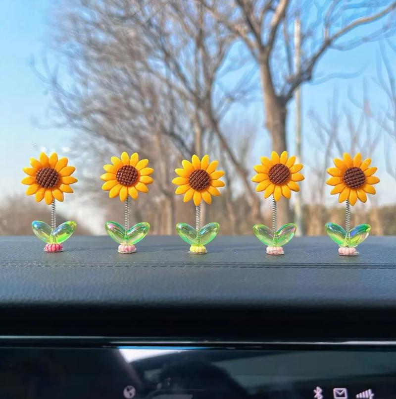 Product Introduction of Lucu bobblehead bunga matahari ornamen mobil bunga segar konsol tengah mobil ornamen kaca spion 2
