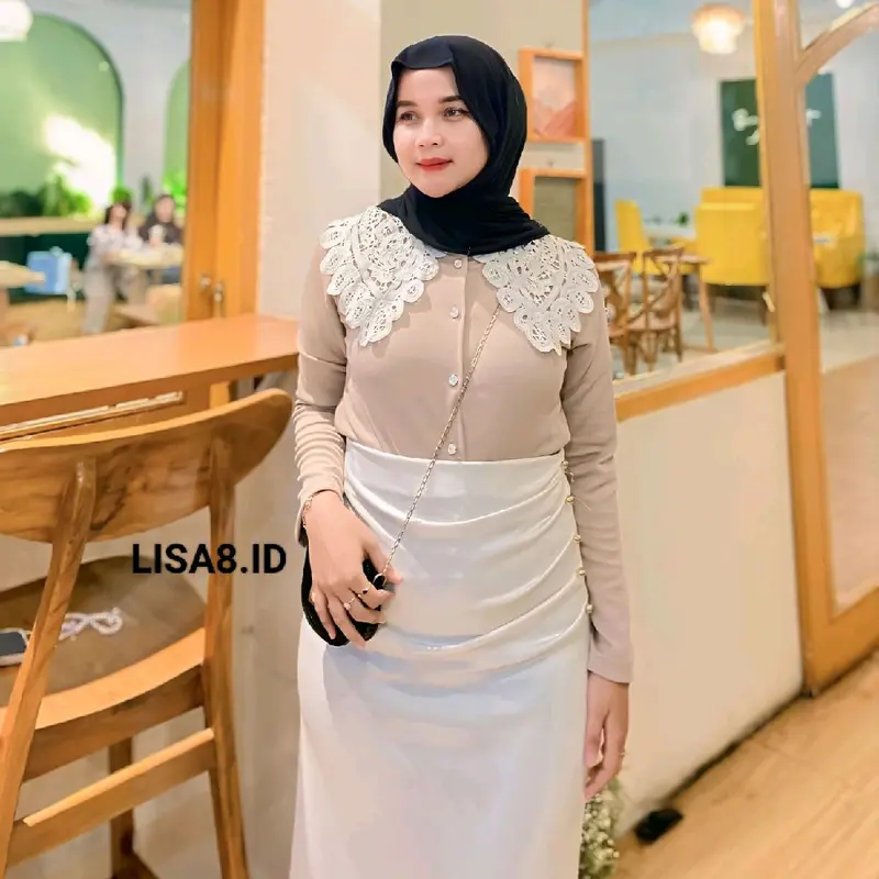 Pororo Blouse Knit Premium melar Puff Renda halus Atasan wanita Korean Style Kekinian 3