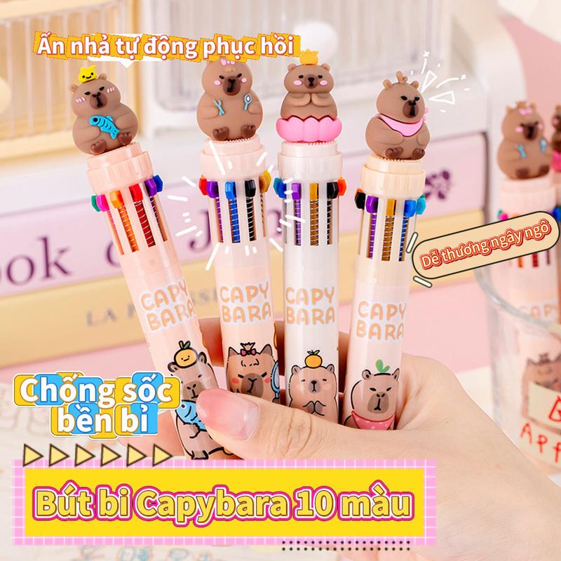 Bút bi 10 màu Capybara Bút bấm đa sắc dành riêng cho học sinh bút bi béo bút bi 10 màu bút chì bấm