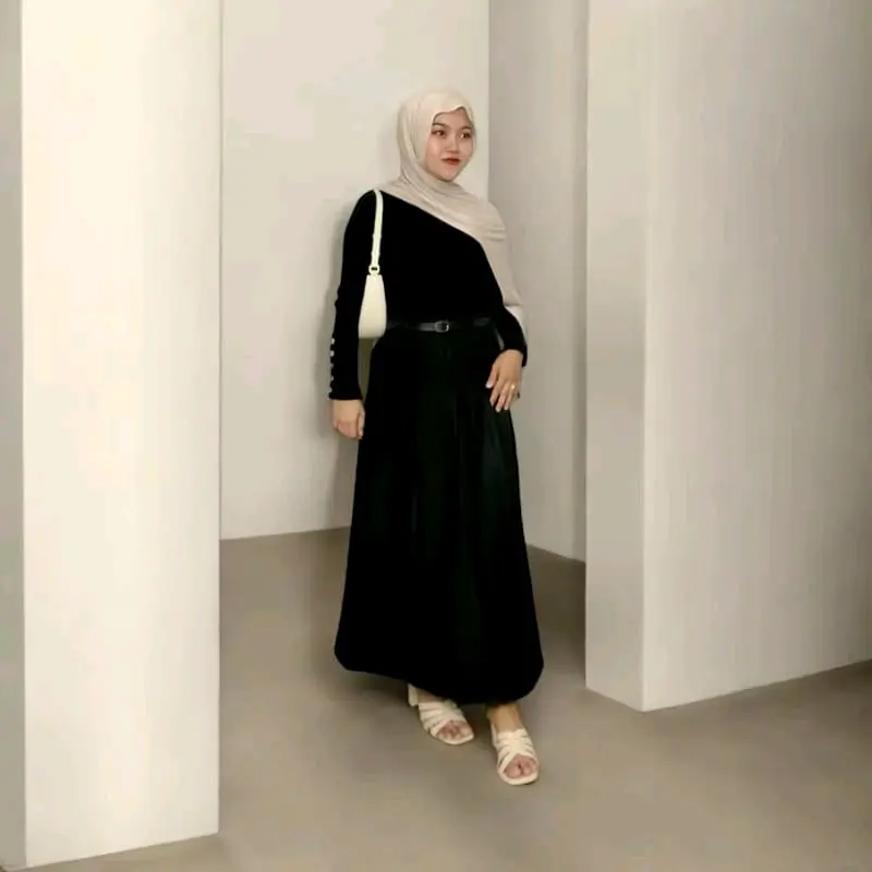 TITIKSTORE.ID-Joy Skirt-rok flare Wanita Korean Style- Bahan semiwoll lokal_Model Panjang & Midi Bawahan Cewek Maxi 6