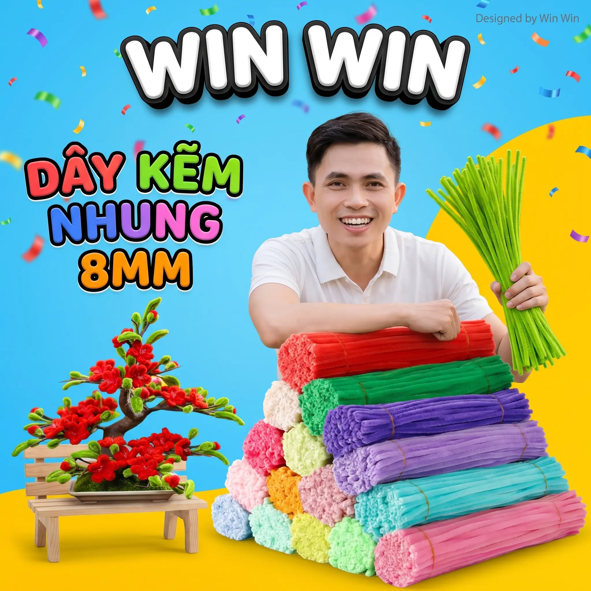Kẽm nhung làm hoa Handmade Diy 7-8mm loại 1 bó 50, 100 sợi mix màu pastel lông dày mịn