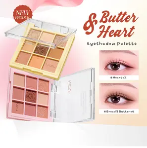 [Skistore] BPOM MGL Eyeshadow Palette Sun Moon & Heart 9 Color - Matte & Glitter Pink Brown Nude Pigmented