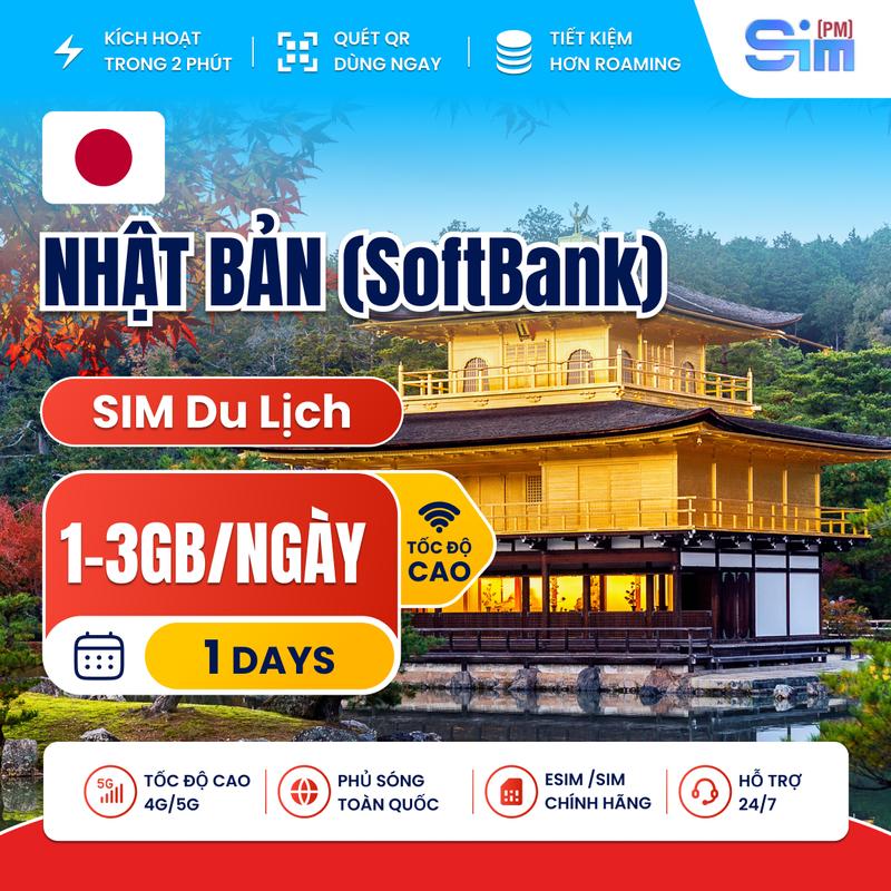 Sim du lịch Nhật Bản SoftBank 1 ngày tốc độ cao