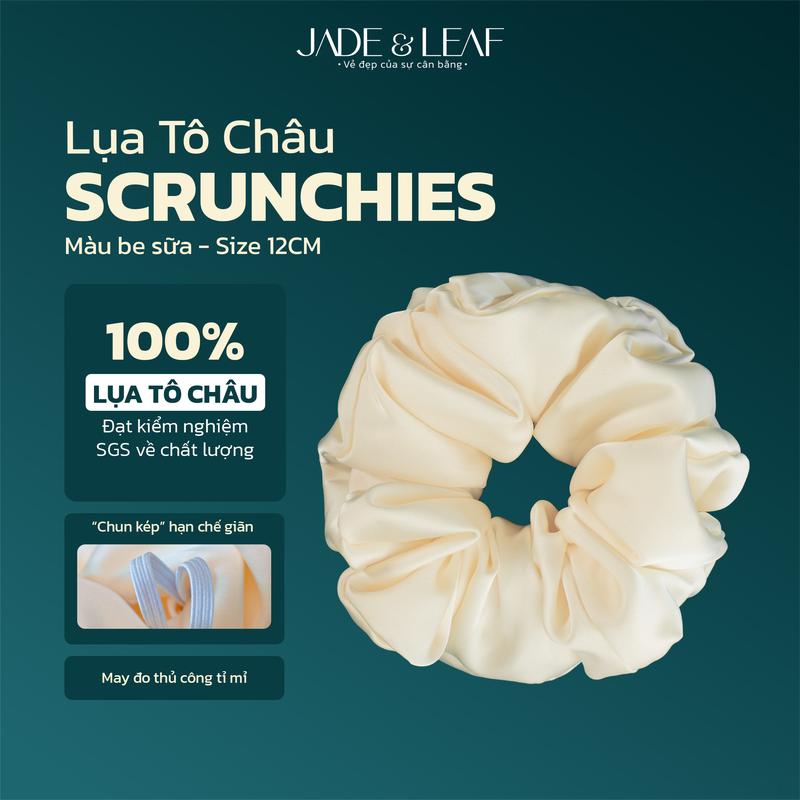 Scrunchies Buộc Tóc Nữ Lụa Thật To Phồng Jade&Leaf Chun Buộc Tóc Uốn Phụ Kiện…