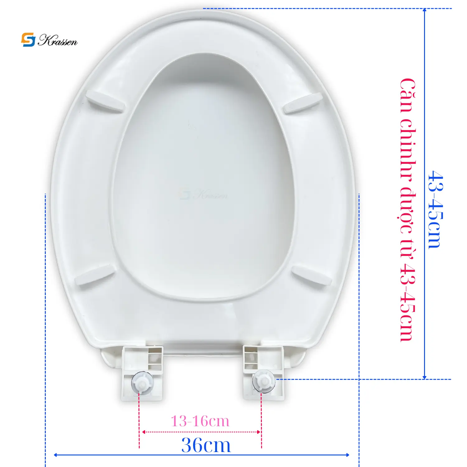 KS.43 Nắp bồn cầu rơi tự do. Màu trắng sữa kích thước 36x44cm. Làm từ nhựa PP nguyên sinh cao cấp. Thay cho bồn cầu 2 khối (Két nước rời).
