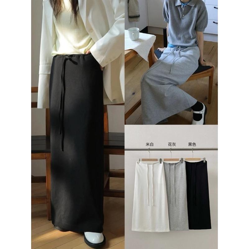 Chân váy cotton dáng dài có dây rút mềm mát hàng QCCC nữ women 0
