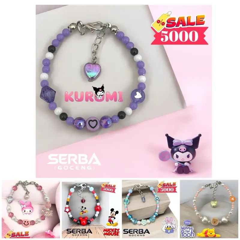 [BELI 2 GET HADIAH]  Gelang Anak 13cm Karakter Disney NETCUTE  Gelang manik manik Aksesoris Kids 0