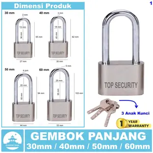 Gembok Pagar Panjang Pintu Rumah 30mm 40mm 50mm 60mm Anti Maling Karat Air Gudang Toko Rolling Door