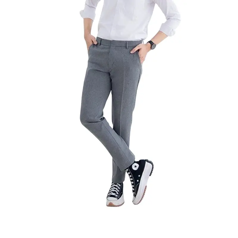 Celana Pria Formal Bahan Dasar Kain Woll Black Slimfit Kerja Kantor Panjang Hitam Dewasa Nyaman 6
