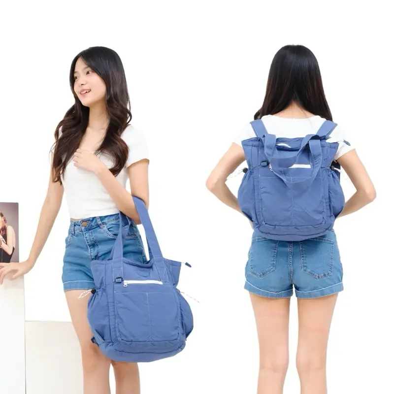 Himeku RUKA MEDIUM Totepack 2 in 1 - Tas Sedang - Totebag Backpack - Ransel Crinkle Pria Wanita 0
