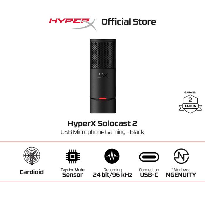 Gambar HyperX Microphone Gaming SoloCast 2 USB C  - Black Podcast Streaming Condenser Mic Original - Solocast 2 Black dari HyperX Indonesia Kota Administrasi Jakarta Utara 5 Tokopedia
