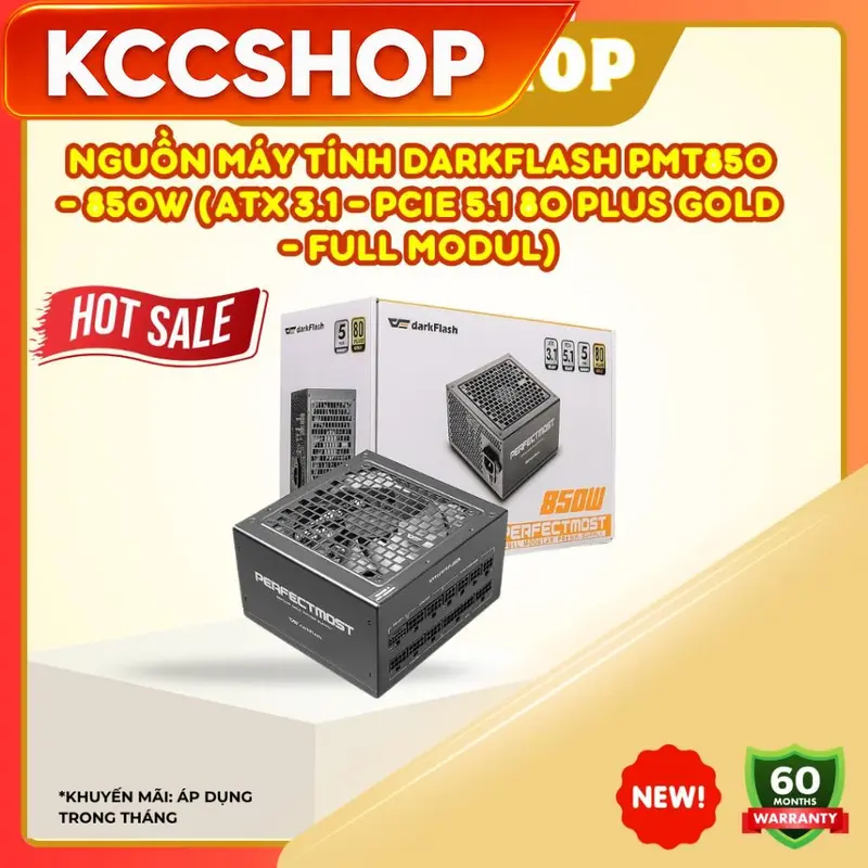 Nguồn Máy Tính Darkflash PMT850 - 850w (ATX 3.1 - PCIe 5.1 80 Plus Gold - Full Modul) chính hãnġ, bền bỉ 5 năm | BigBuy360 - bigbuy360.vn