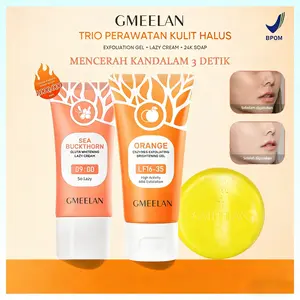 EXFOLIATION GEL + LAZY CREAM +24K SOAPMemutihkan, mencerahkan, melembapkan, dan menghilangkan bintik-bintik hitam skincare  lengkap Exfoliating Glutathione Orange