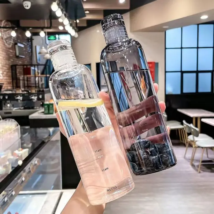 X➸QP BOTOL MINUM BENING TRANSPARAN AESTHETIC BOTOL OLAHRAGA 500&750ML C❤X2