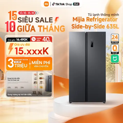 Tủ lạnh thông minh Xiaomi Mijia Refrigerator Side-by-Side 635L - Dung tích lớn 635L - Loại bỏ 99.99% vi khuẩn - Bảo hành 2 năm - Hàng chính hãng