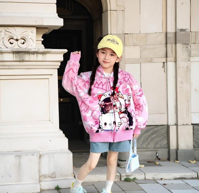 Áo khoác nỉ thu đông dành cho bé gái 18-44kg mẫu HELLO KITTY 2 màu xinh xắn AHI. Chất liệu đẹp ấm áp. áo khoác