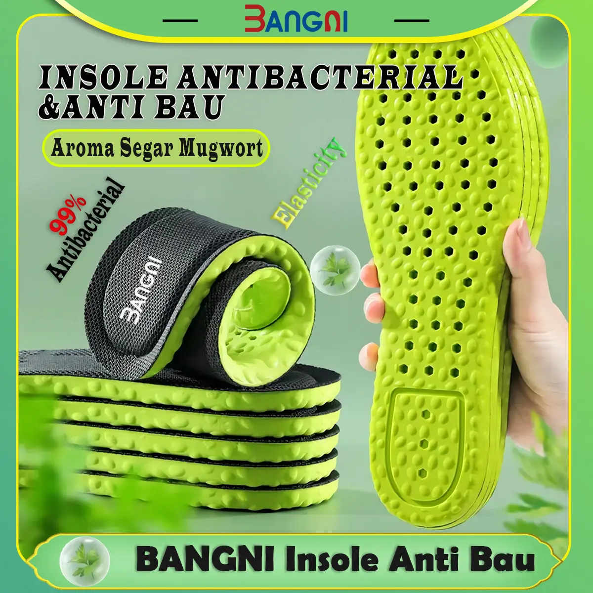 BANGNI Insole Sepatu Antibakteri atau Anti Bau untuk Pria dan Wanita Sol Sepatu Olahraga Sol-001