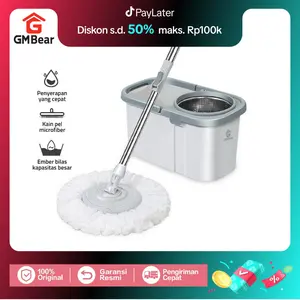 [COD] GM Bear Alat Pel Lantai Praktis 1966-Spin Mop Aclima Grey Kain Pembersih
