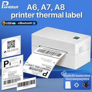 Rhebar BY-482BT A6 Printer label pengiriman Max 110mm Sticker Printer Resi Printer barcode thermal label KONEKSI USB+Bluetooth Putih Putih
