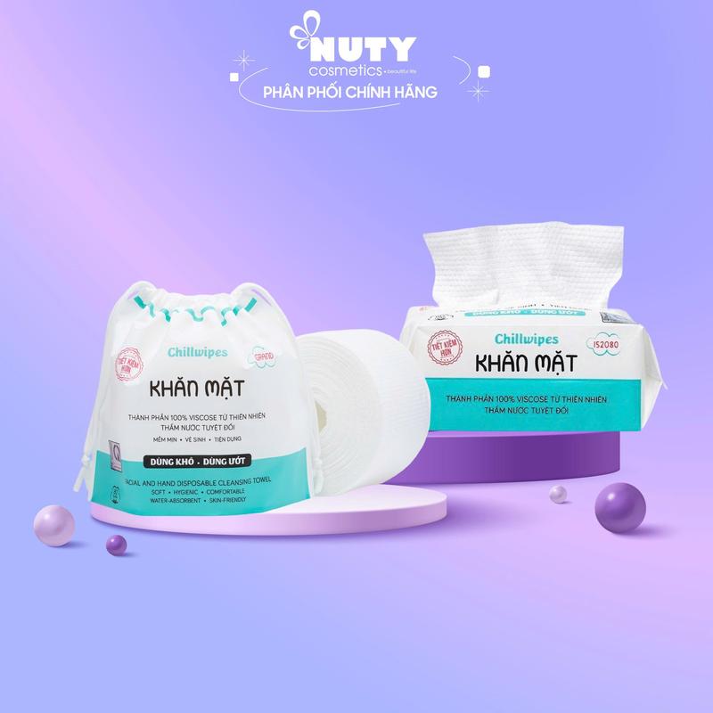 Khăn Mặt Khô Chillwipes Facial & Hand Disposable Cleansing Towel (80 Tờ) Skincare