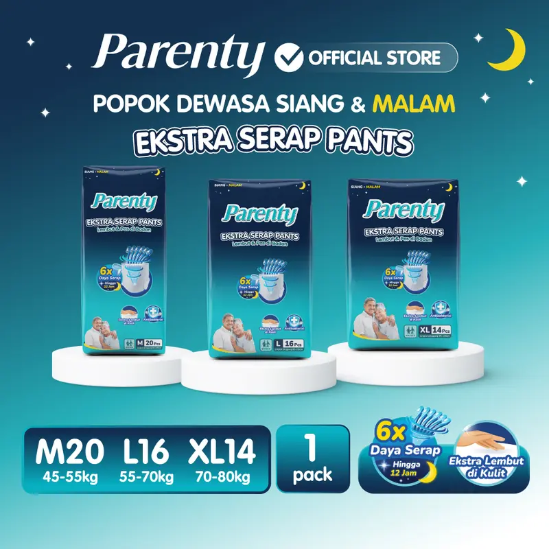 [1 PACK] Parenty Adult Pants Heavy Flow JUMBO Pack Unisex M20 / L16 / XL14