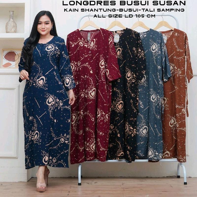 [TERMURAH]100rb dapat 3pcs LONGDRESS BUSUI JUMBO /Daster Lengan Panjang Rayon Wanita Pendek Kancing 5