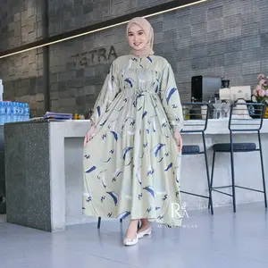 Gamis Panjang NAOMY Motif Elegan Bahan Katun Rayon Jumbo Lengan Panjang Casual Wanita Ada Tali Muslim Dress Midi Maxi Dewasa - Remaja