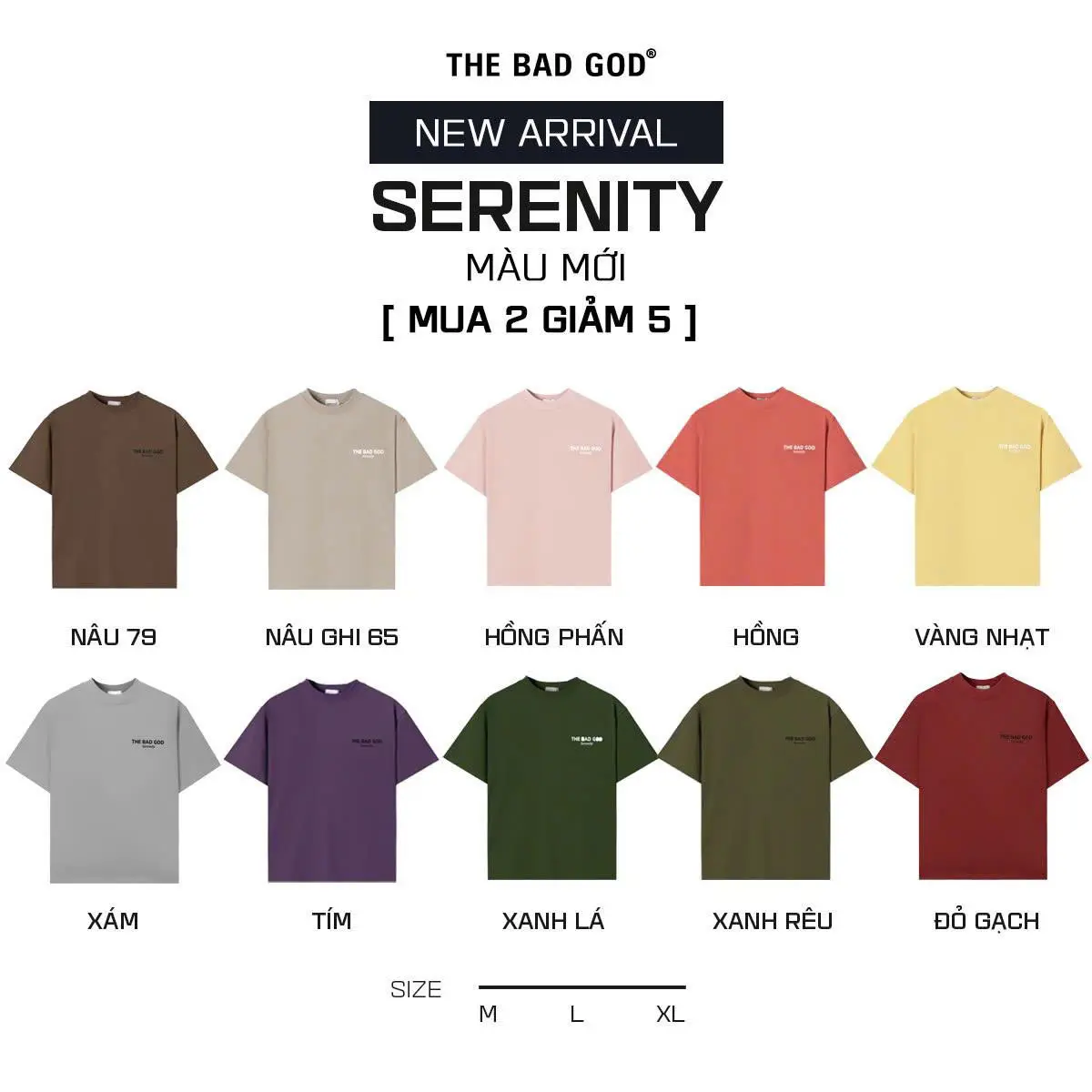 [BST Áo thun năm 2025 - MUA 2 GIẢM 5%] Áo Thun Cổ Tròn Nam The Bad God Serenity Chất Liệu COTSYN In Họa Tiết - Menswear