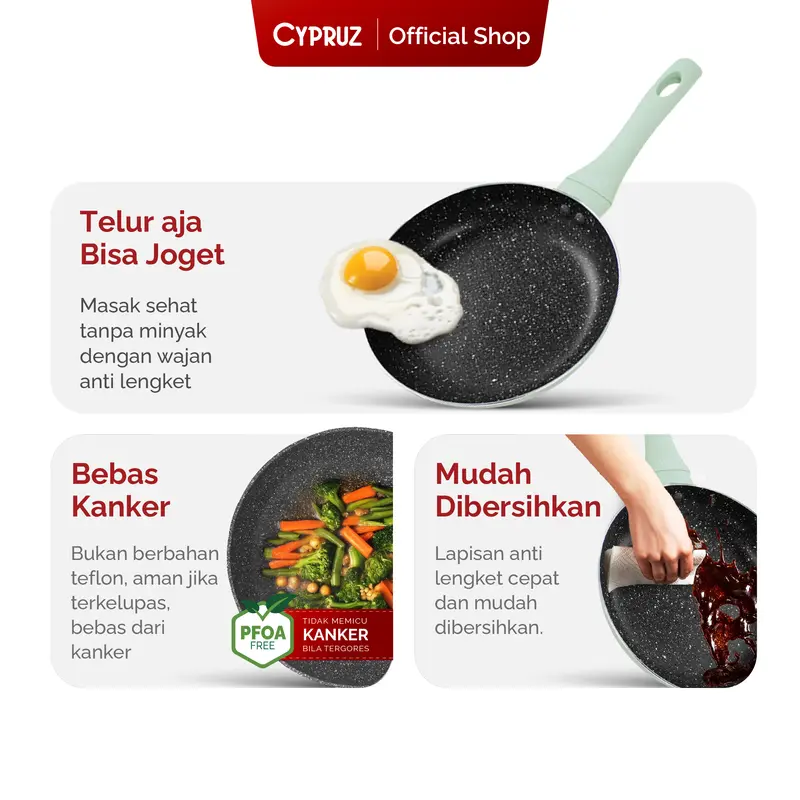 [SPECIAL KOKO PANCI] [COD] Cypruz Wajan Pan 20 cm Penggorengan Anti Lengket Fry Pan Featherlight Series Abu 2