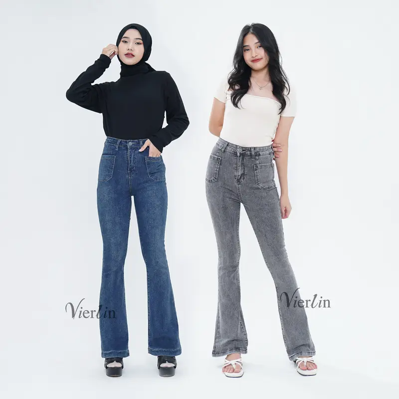 VIERLIN - Jeans 3318 3319 FLARE JEANS HW | JEANS HIGHWAIST JEANS BAGGY JEANS BOYFRIEND JEANS SKINNY JEANS CUTBRAY CELANA JEANS RIPPED JEANS KULOT JEANS WANITA FLARE JEANS LOOSE JEANS PANJANG JEANS HW 0