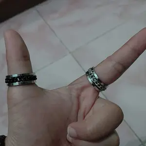 StuffiStalk - Archie Cincin Rantai Stylish Chain Ring Titanium Steel Hadiah Elegan   Pria