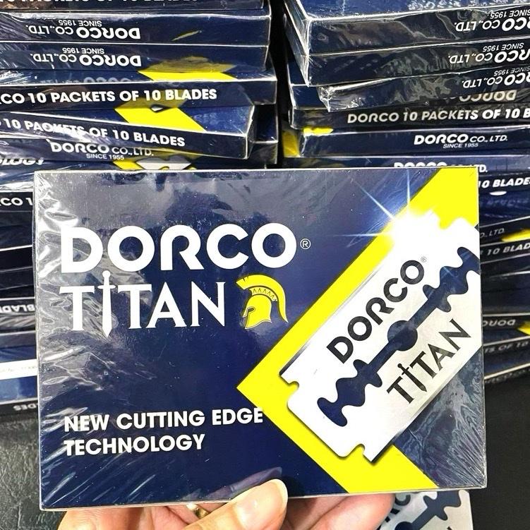 Dorco Titan Hộp 100 Lưỡi - Bộ Dao Cạo Râu Nam Chính Hãng Hộp 100 Lưỡi Dao Sắc Bén 100% Thép Không Rỉ An Toàn Tem Chống Hàng Giả