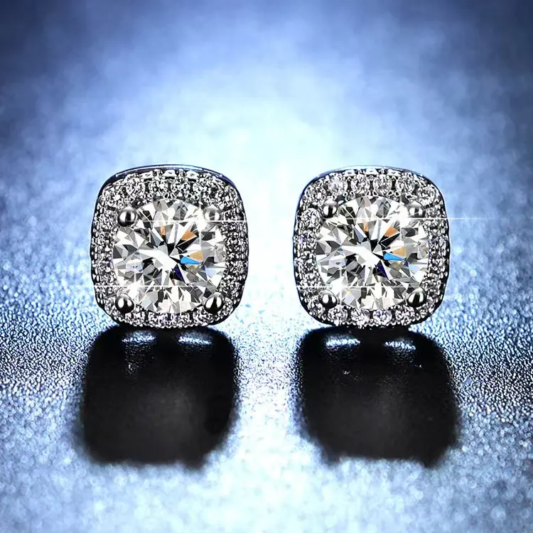 Anting-Anting Zircon Model Persegi Kotak Aksesoris Wanita Earring Elegant box