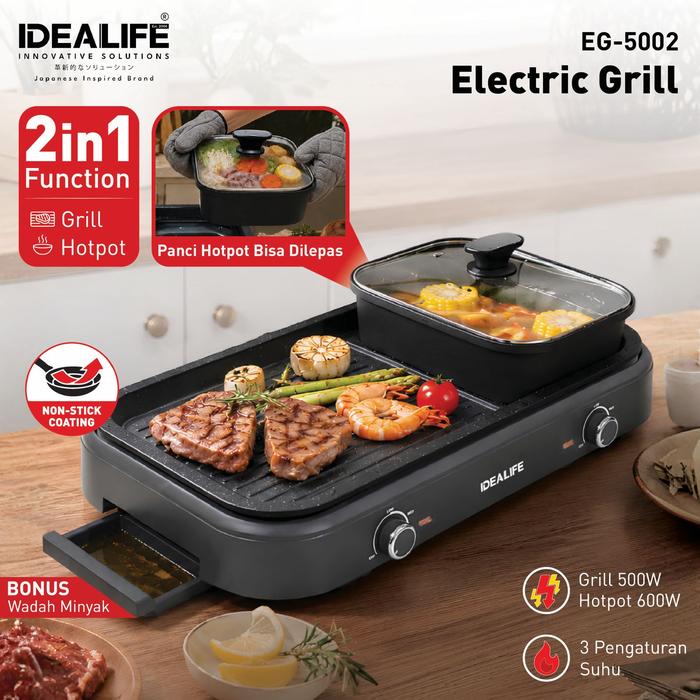 Gambar IDEALIFE - Electric Grill - Grill Panggang Listrik (EG-5002) dari IDEALIFE ONLINE STORE Kota Administrasi Jakarta Utara Tokopedia