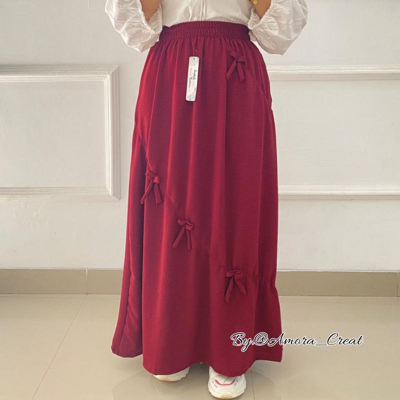 Rok Terbaru pita// rok wanita // rok dewasa // rok premium // rok pita // rok jumbo bb 40-75kg Cantik Nyaman Panjang Melar Serut Santai Pendek Variasi amora  skirt 3