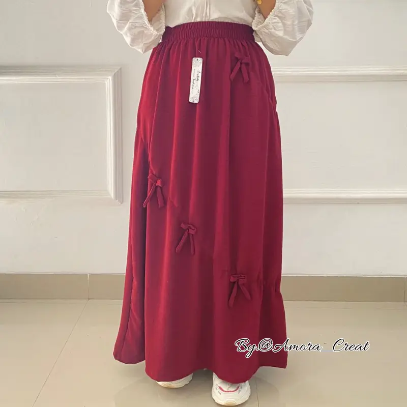 Rok Terbaru pita// rok wanita // rok dewasa // rok premium // rok pita // rok jumbo bb 40-75kg Cantik Nyaman Panjang Melar Serut Santai Pendek Variasi amora  skirt 2
